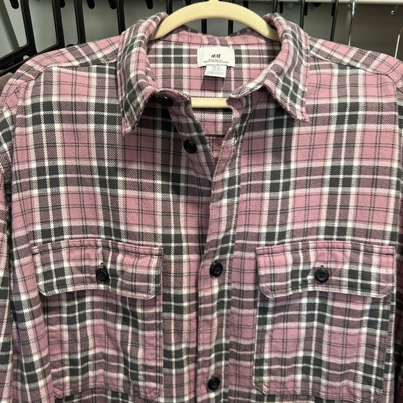H&M men's Plaid Long Sleeve Button Front Shirt - Picture 5 of 8